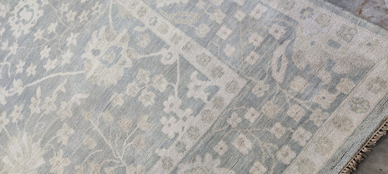 Tatyana Abramova Hand-Knotted Oushak Rug Aqua and Silver O'Hara 10x14 | Banana Manor Rug Company