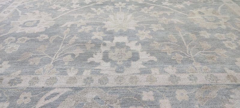 Tatyana Abramova Hand-Knotted Oushak Rug Aqua and Silver O'Hara 10x14 | Banana Manor Rug Company