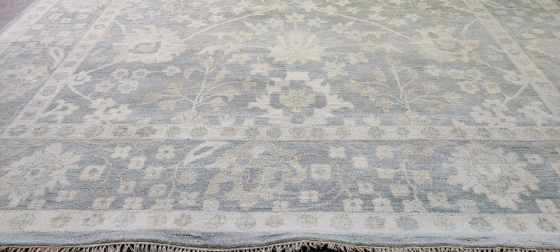 Tatyana Abramova Hand-Knotted Oushak Rug Aqua and Silver O'Hara 10x14 | Banana Manor Rug Company