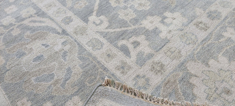 Tatyana Abramova Hand-Knotted Oushak Rug Aqua and Silver O'Hara 10x14 | Banana Manor Rug Company