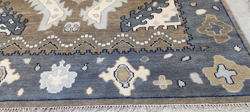 Tatyana Arntgolts Hand-Knotted Oushak Rug Brown and Dark Grey 9x11.9 | Banana Manor Rug Company