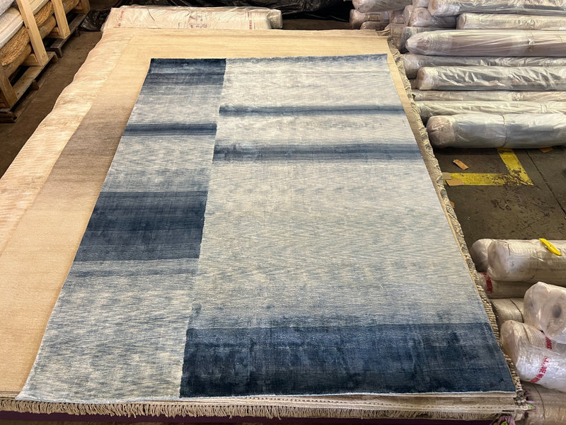 Teetee Stroganoff 6.6x9.6 Blue Handwoven Modern Rug | Banana Manor Rug Company