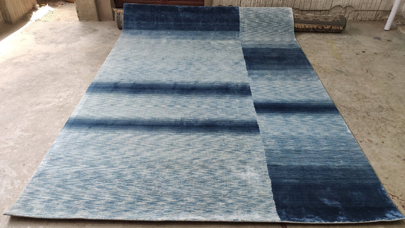 Teetee Stroganoff 6.6x9.6 Blue Handwoven Modern Rug | Banana Manor Rug Company