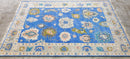 Teresa Palmer Hand-Knotted Oushak Rug Blue and Tan 4x6 | Banana Manor Rug Company