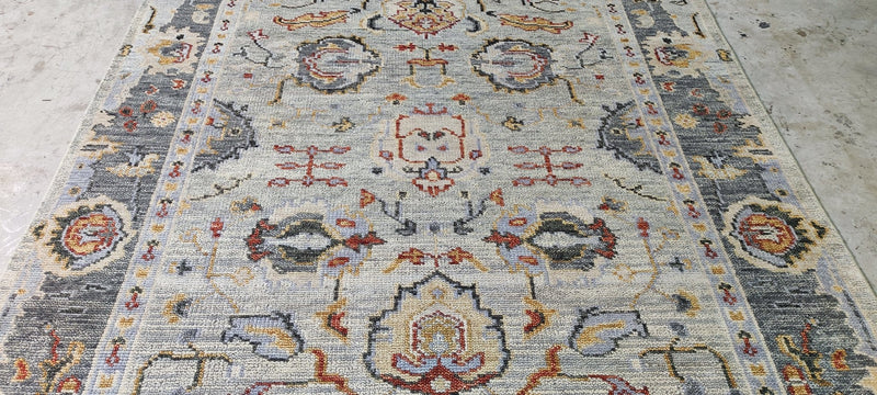 Teresa Reissig Tan and Grey Hand-Knotted Oushak Rug 6.3x9 | Banana Manor Rug Company