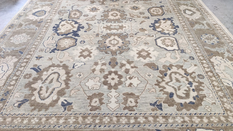 Tessa 9x12 Hand-Knotted Light Grey and Brown Oushak Rug | Banana Manor Rug Company