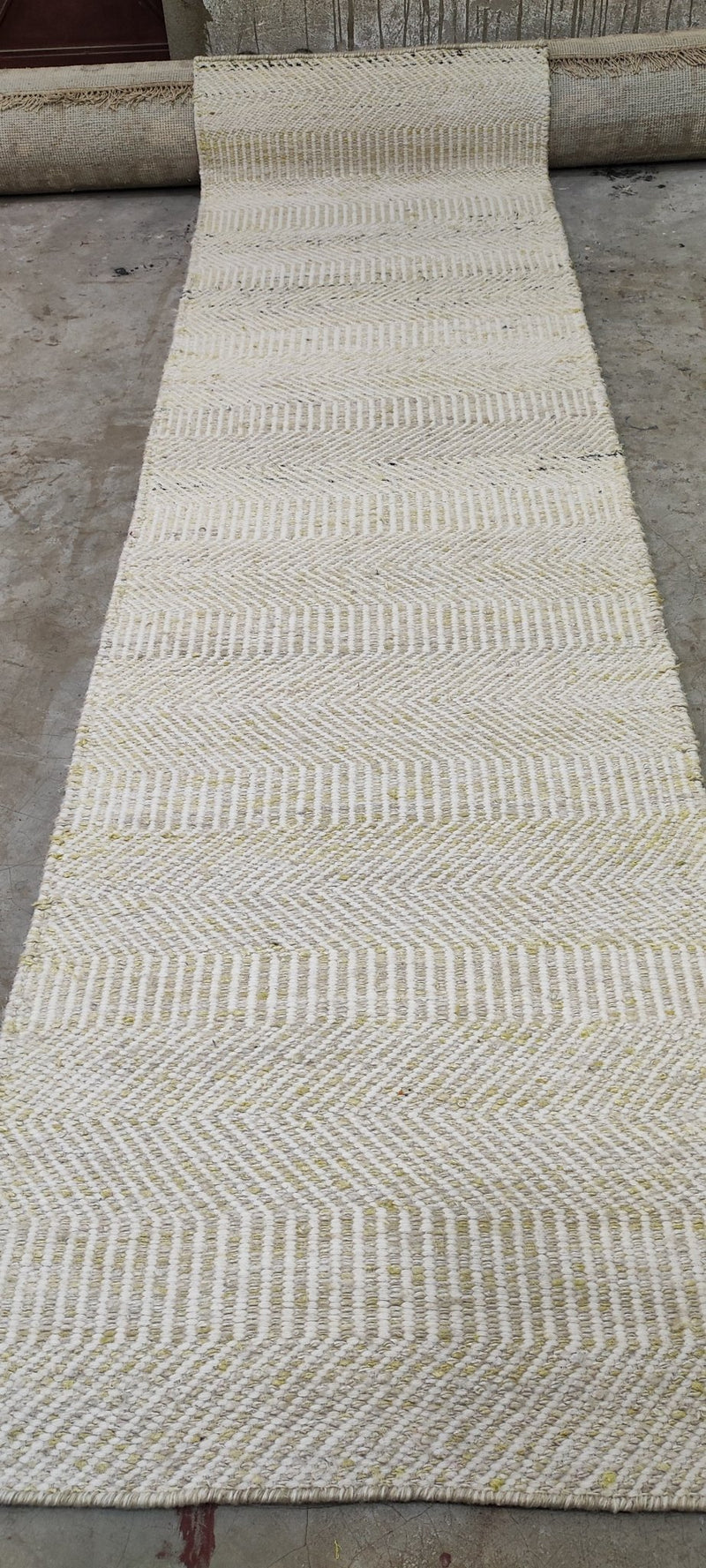 The Bone 2.6x9.6 Ivory Handwoven Durrie Runner | Banana Manor Rug Company