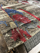 The Conversation Starter Beige and Brown Hand-Knotted Hunting Rug 6x9 | Banana Manor Rug Company