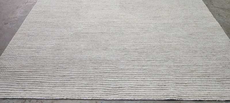 Tick Tock Hand-Knotted Modern Rug Ivory High-Low 9x12 | Banana Manor Rug Company