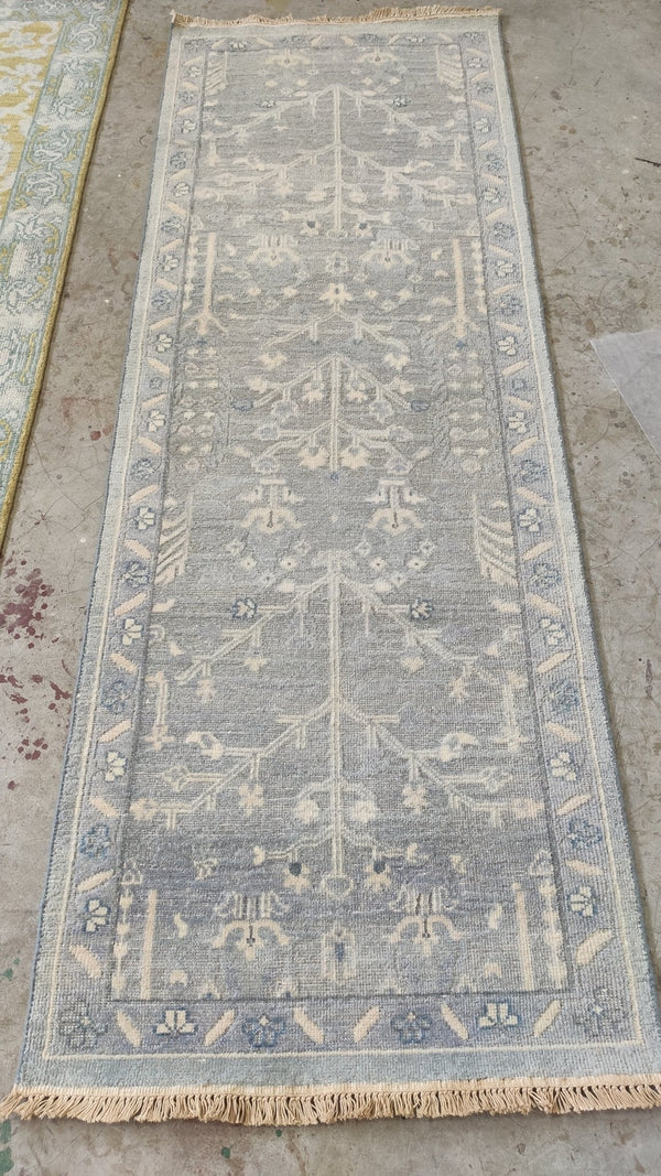 Tiffany 2.6x7 Hand-Knotted Aqua Oushak Runner | Banana Manor Rug Company