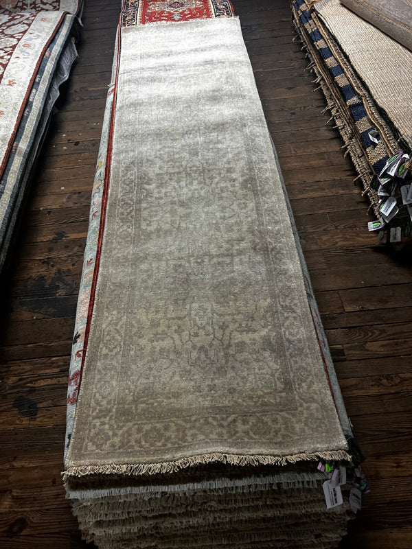 Tiffany Brooks Tan Hand-Knotted Oushak Runner 2.6x9 | Banana Manor Rug Company