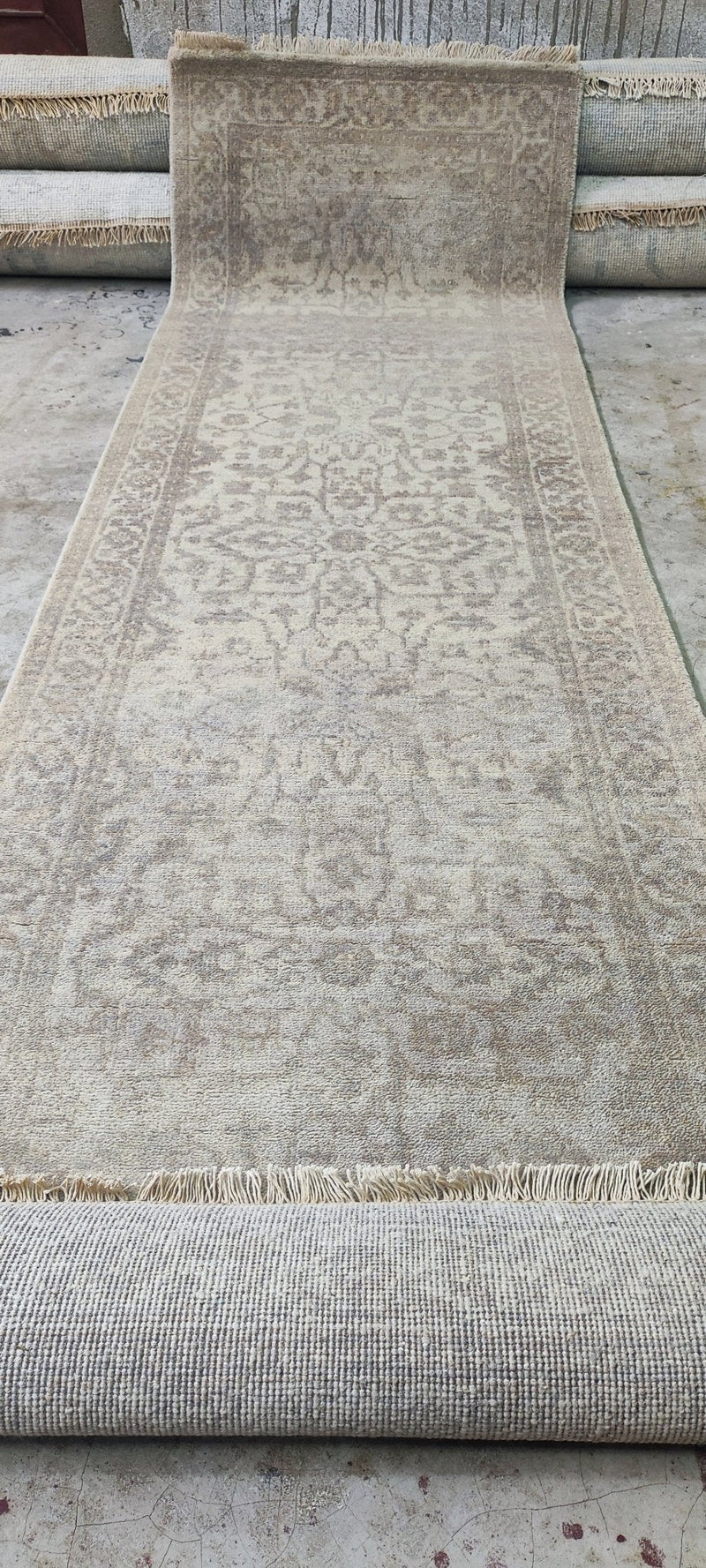 Tiffany Brooks Tan Hand-Knotted Oushak Runner 2.6x9 | Banana Manor Rug Company