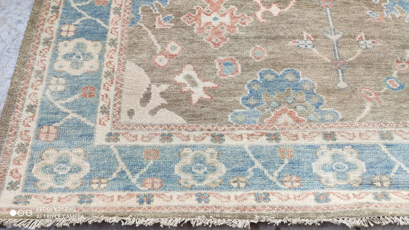 Tilly 9x12 Hand-Knotted Blue and Brown Oushak Rug | Banana Manor Rug Company