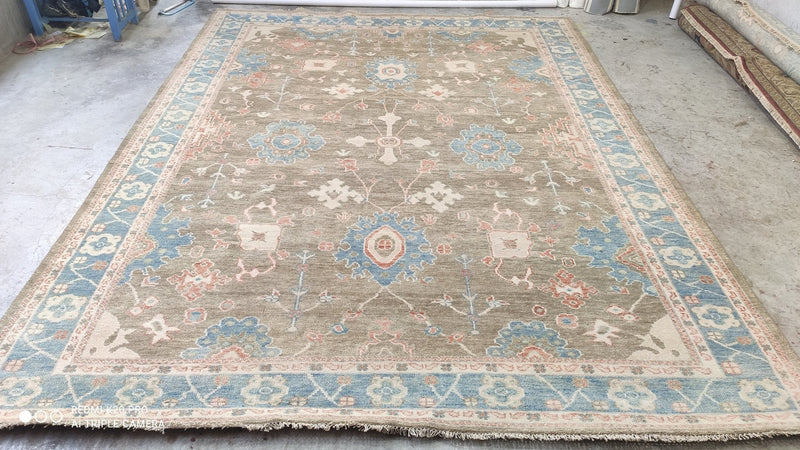 Tilly 9x12 Hand-Knotted Blue and Brown Oushak Rug | Banana Manor Rug Company