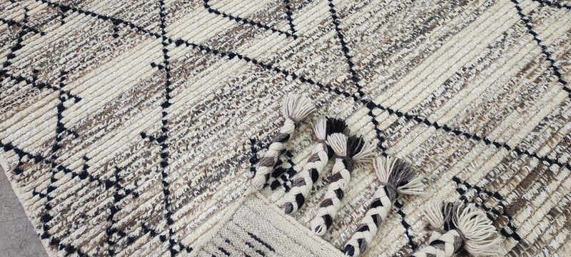 Tim Balme Hand-Knotted Modern Natural and Grey Berber 5.9X8.3 | Banana Manor Rug Company