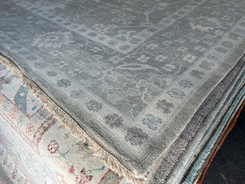 Tipper Beige and Grey Hand-Knotted Oushak Rug | Banana Manor Rug Company