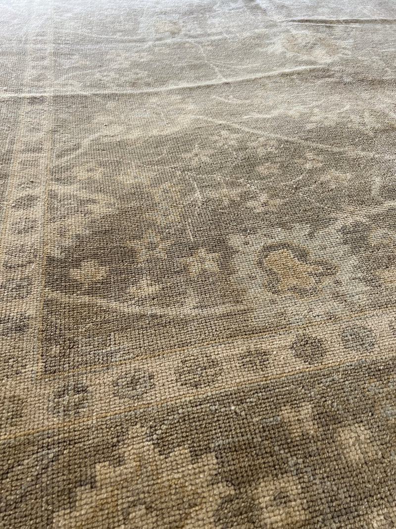 Tipper Beige and Grey Hand-Knotted Oushak Rug | Banana Manor Rug Company