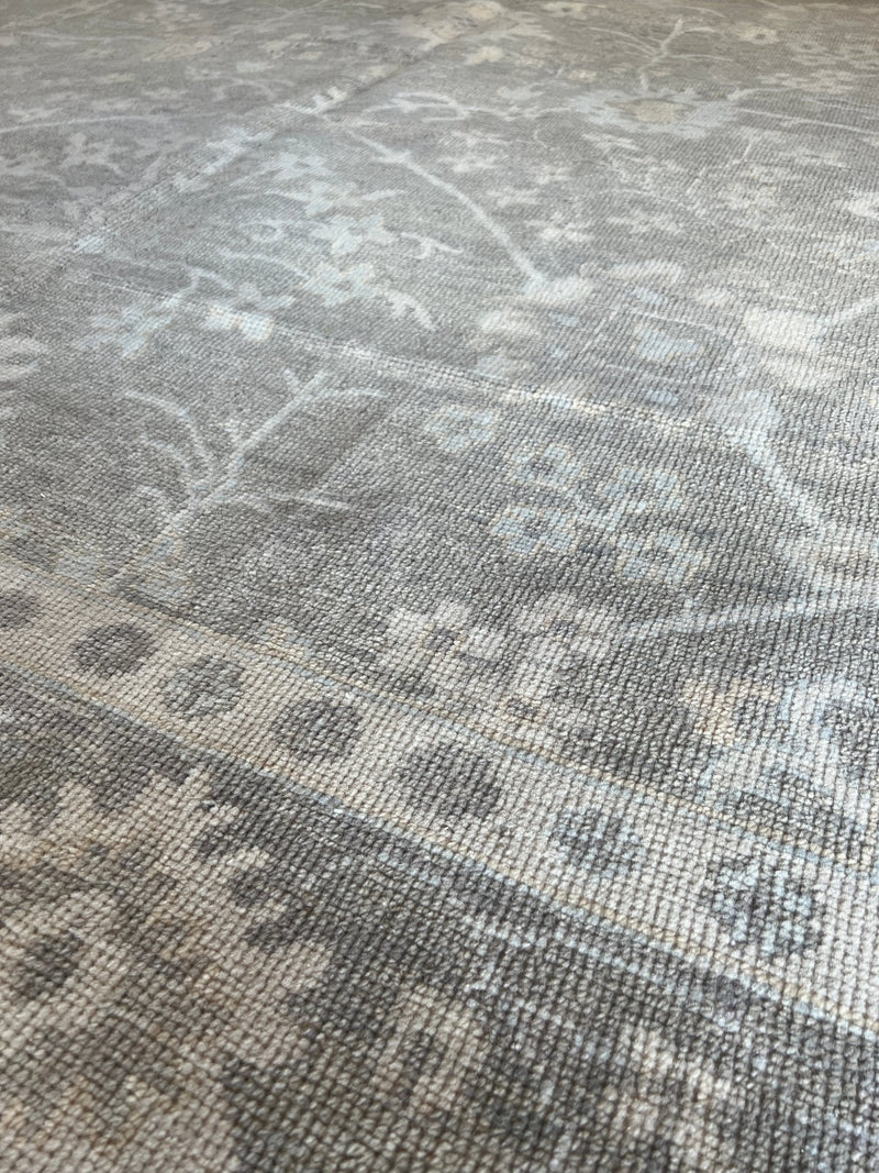 Tipper Beige and Grey Hand-Knotted Oushak Rug | Banana Manor Rug Company