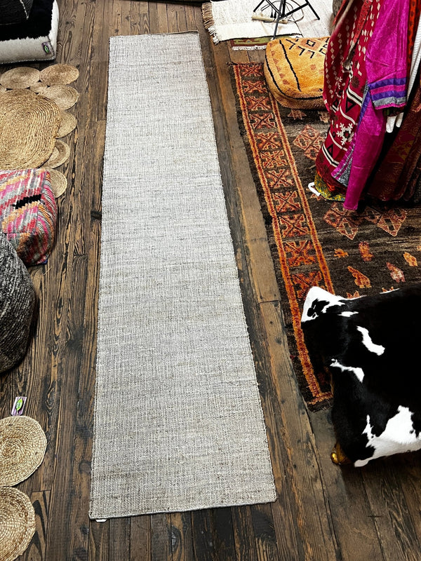 Todd Alquist 2.6x13 Handwoven Silver Jute Runner | Banana Manor Rug Company