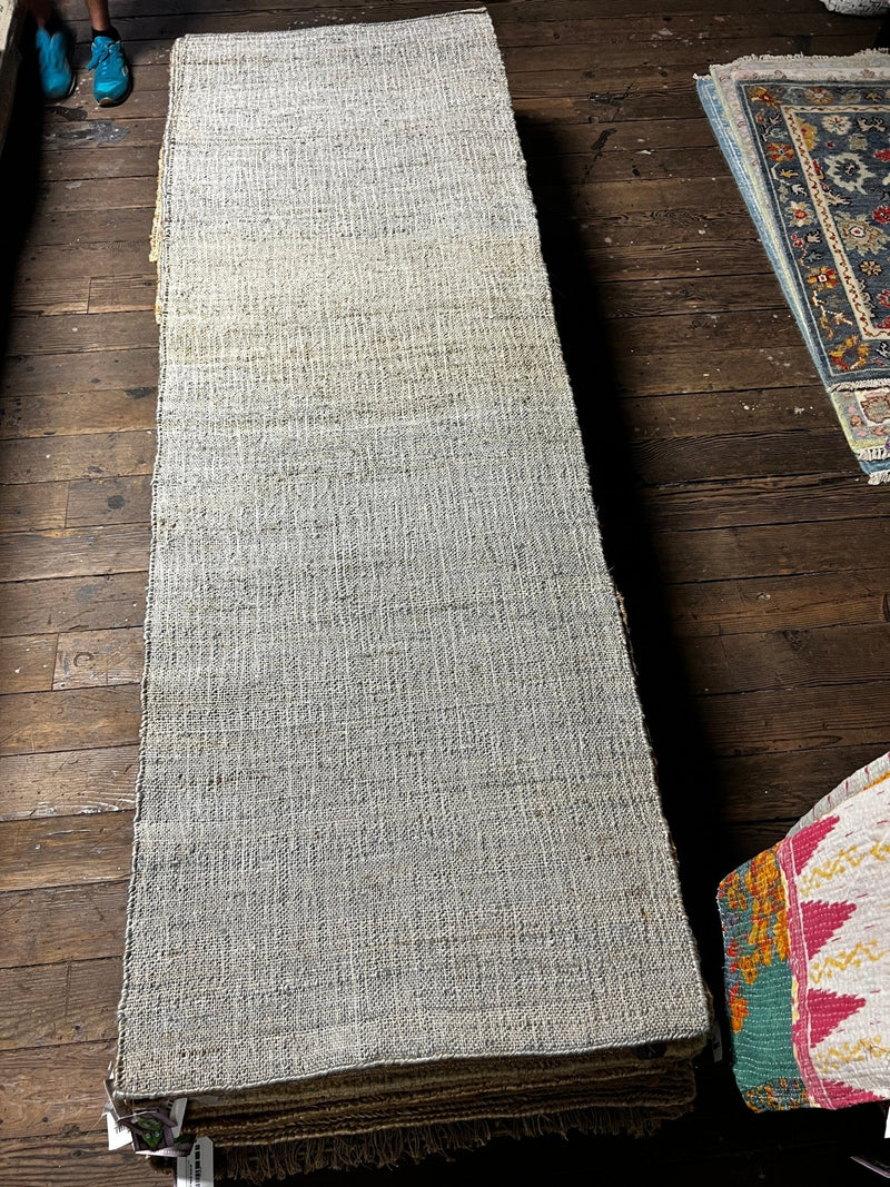 Todd Alquist 2.6x13 Handwoven Silver Jute Runner | Banana Manor Rug Company