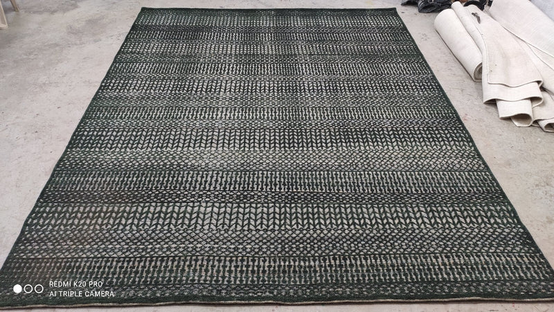 Tom Tuttle 8x10 Dark Green Modern Hand-knotted Rug | Banana Manor Rug Company