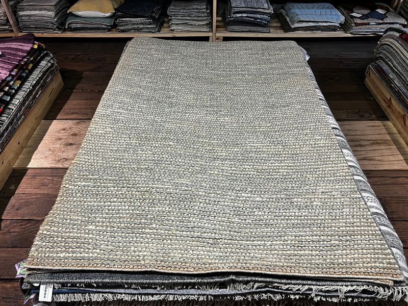 Tom Tuttle from Tacoma 5x8 Handwoven Natural and Grey Striped Jute Rug | Banana Manor Rug Factory Outlet