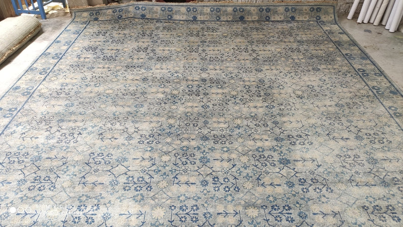 Tootie 10.10x13.9 Hand-Knotted Blue and Light Blue Oushak Rug | Banana Manor Rug Company