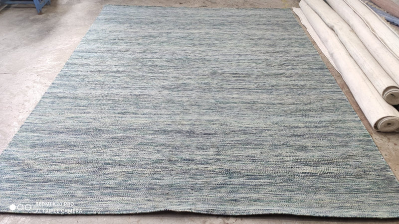 Ty Webb 9x12 Handwoven Green PET Yarn Durrie Rug | Banana Manor Rug Company