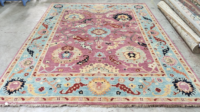 Tya 8x9.9 Hand-Knotted Oushak | Banana Manor Rug Company