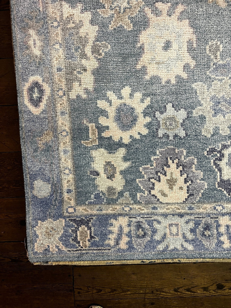 Valentina 4x6 Light Blue Hand-Knotted Bamboo Silk Oushak Rug | Banana Manor Rug Company