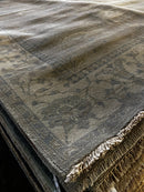 Valentina 8x10 Light Grey and Ivory Green Hand-Knotted Oushak Rug | Banana Manor Rug Company