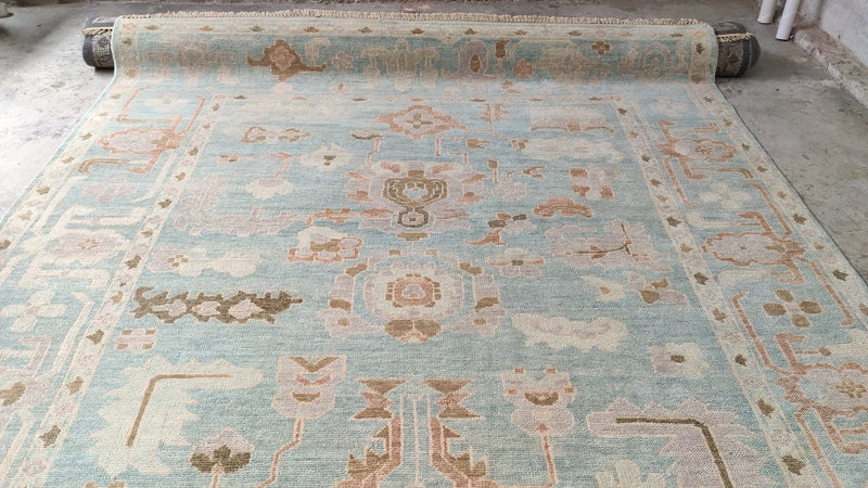 Valkyrie 8x9.9 Light Blue Hand-Knotted Oushak Rug | Banana Manor Rug Company