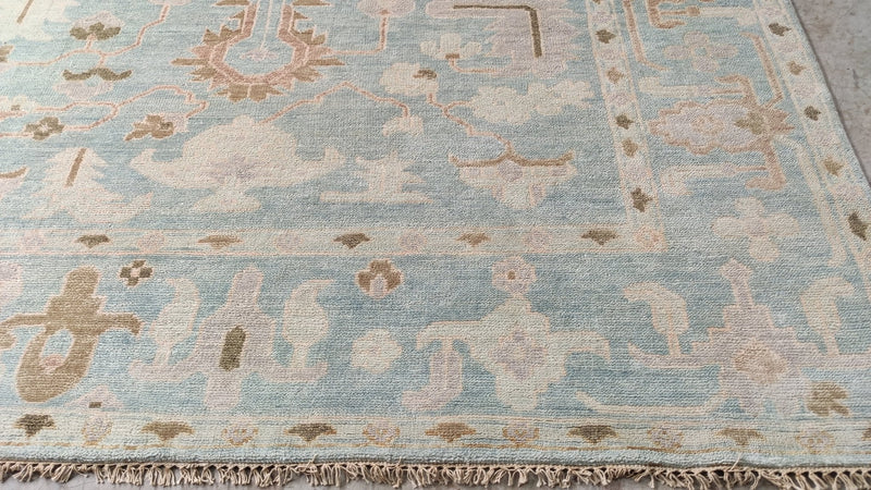 Valkyrie 8x9.9 Light Blue Hand-Knotted Oushak Rug | Banana Manor Rug Company