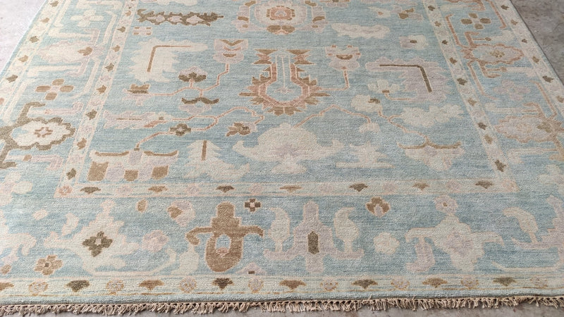 Valkyrie 8x9.9 Light Blue Hand-Knotted Oushak Rug | Banana Manor Rug Company