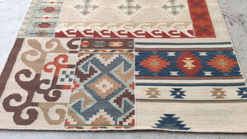 Vanessa Kesington 5x7.6 Patchwork Handwoven Durrie Rug | Banana Manor Rug Company