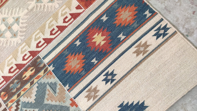 Vanessa Kesington 5x7.6 Patchwork Handwoven Durrie Rug | Banana Manor Rug Company