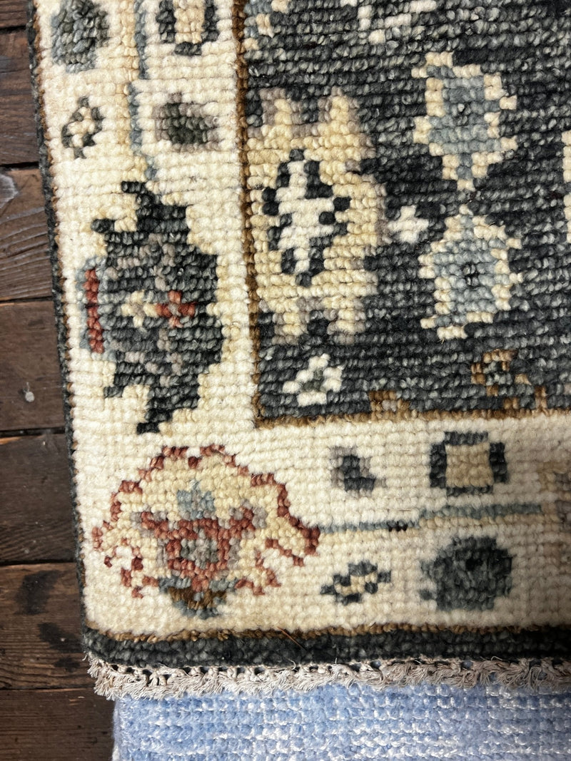 Vanessa Vaughn 2.6x10 Hand-Knotted Ivory and Grey Oushak Runner | Banana Manor Rug Factory Outlet