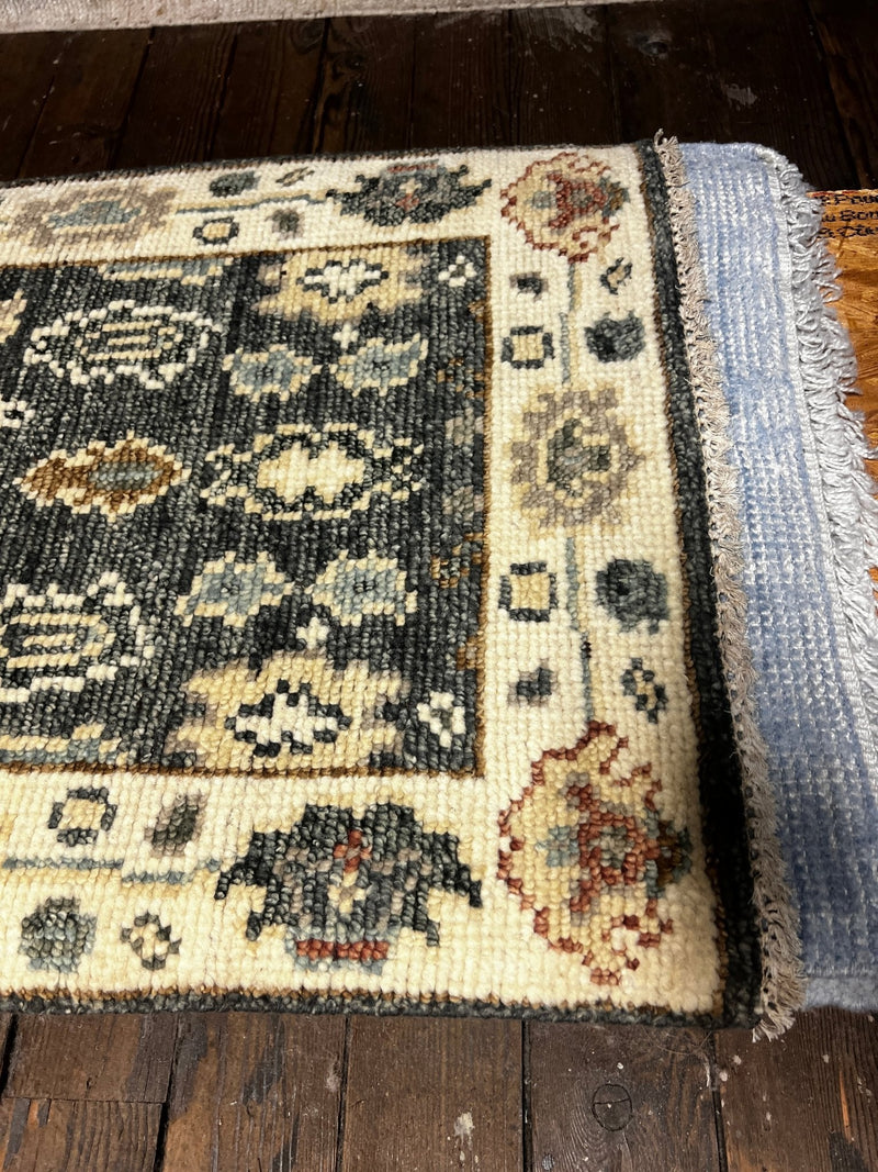 Vanessa Vaughn 2.6x10 Hand-Knotted Ivory and Grey Oushak Runner | Banana Manor Rug Factory Outlet