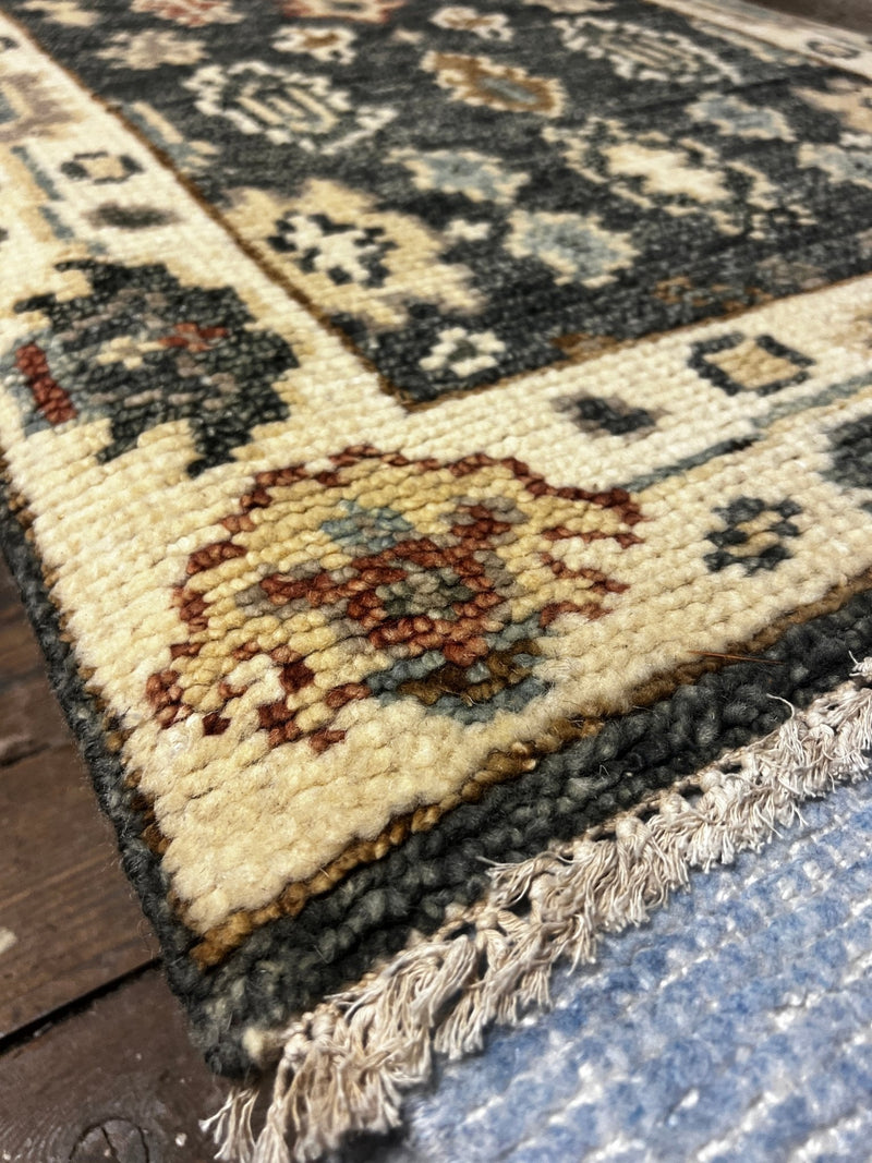 Vanessa Vaughn 2.6x10 Hand-Knotted Ivory and Grey Oushak Runner | Banana Manor Rug Factory Outlet