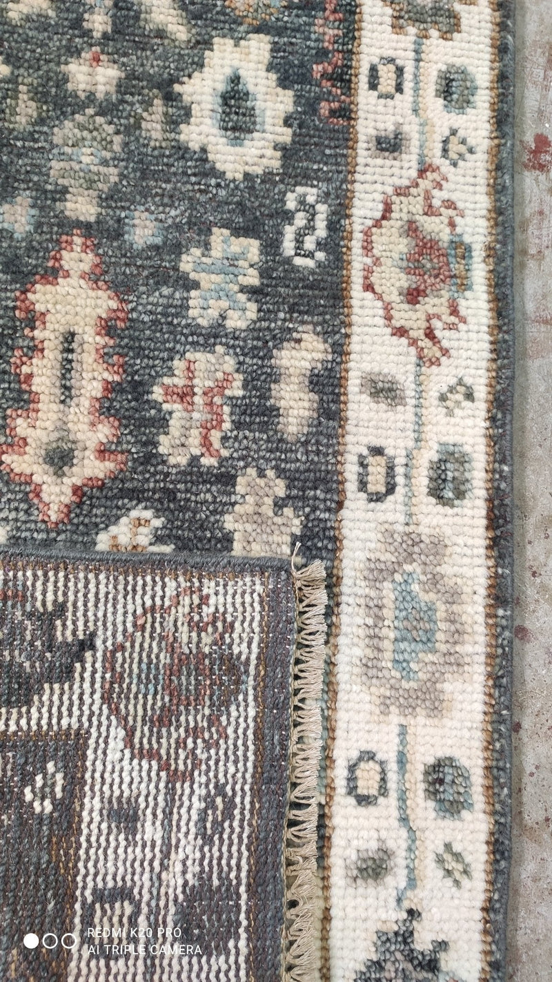 Vanessa Vaughn Hand-Knotted Ivory and Grey Oushak Runner | Banana Manor Rug Company