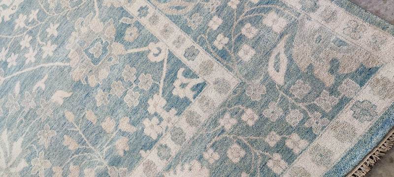 Vera Alentova Hand-Knotted Oushak Rug Light Blue/Aqua and Silver O'Hara 10x14 | Banana Manor Rug Company