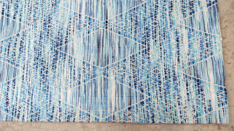 Veruca 5.3x7.6 Blue Chevron Sari Silk Rug | Banana Manor Rug Company