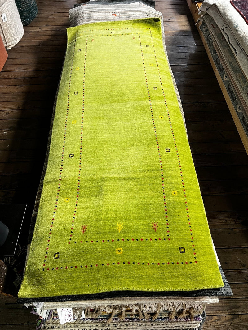 Veruca Salt Handwoven Green Gabbeh Runner (Multiple Sizes) | Banana Manor Rug Factory Outlet