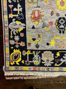 Vicki Vale 4x6 Grey and Dark Blue Hand-Knotted Oushak Rug | Banana Manor Rug Company