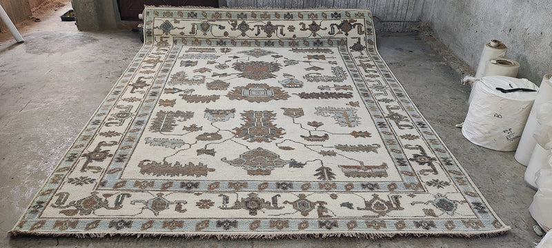 Vicky Charles Ivory Hand-Knotted Oushak Rug 8x10.3 | Banana Manor Rug Company