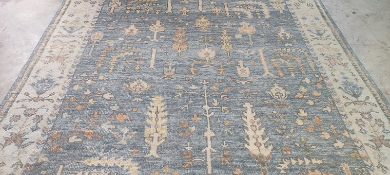 Victoria Hagan Grey and Ivory Hand-Knotted Oushak Rug 8x10 | Banana Manor Rug Company