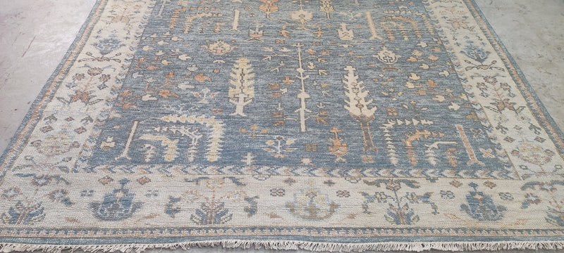 Victoria Hagan Grey and Ivory Hand-Knotted Oushak Rug 8x10 | Banana Manor Rug Company