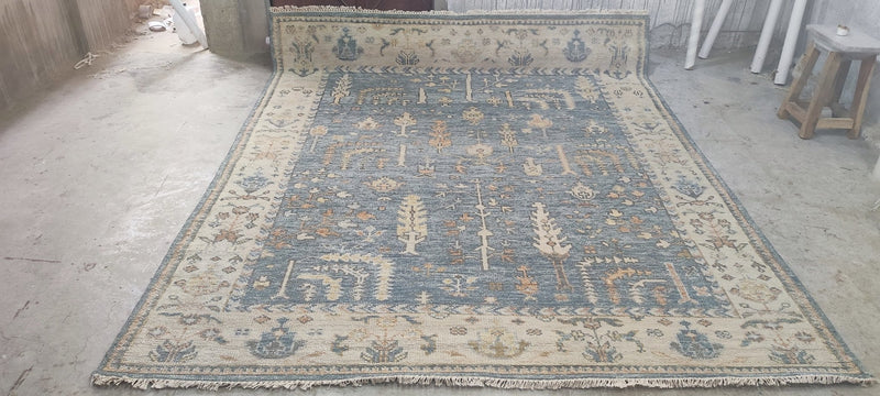 Victoria Hagan Grey and Ivory Hand-Knotted Oushak Rug 8x10 | Banana Manor Rug Company