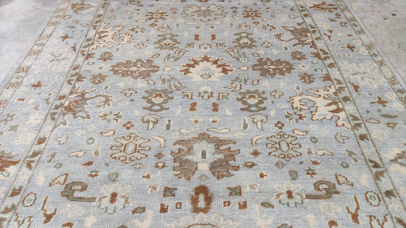 Viola 7.9x10 Aqua Blue Oushak Rug | Banana Manor Rug Company