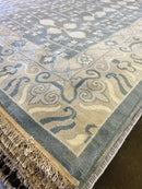 Virginia 9x12 Blue and Beige Hand-Knotted Oushak Rug | Banana Manor Rug Company
